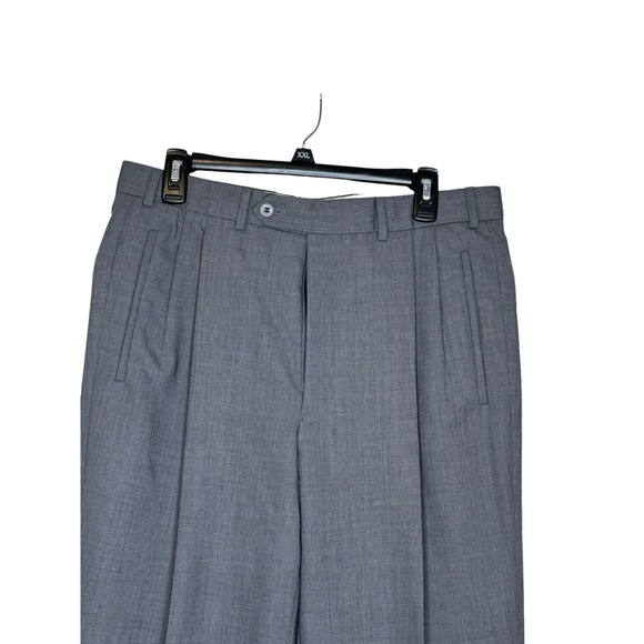Samuelsohn Men Dress Pants Natural Stretch Lined Pleated Cuffed Hi-Rise Gray 34 - Picture 4 of 10